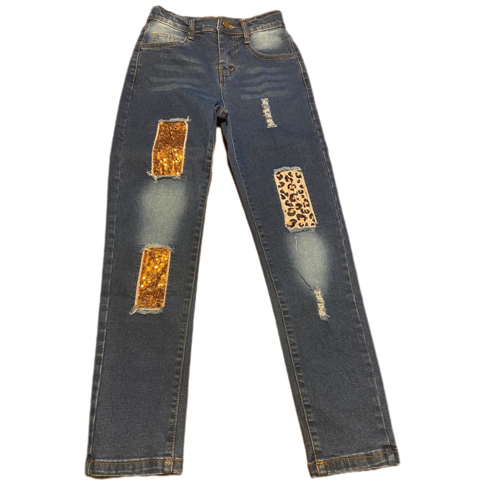 NWT 806 Girl 2 Piece Jeans and Shirt Fall Set, Size 8/9 - Picture 4 of 7